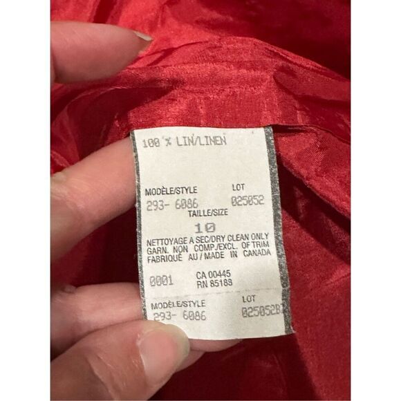 Louben linen blazer coral pink tan 10 M - Picture 5 of 8